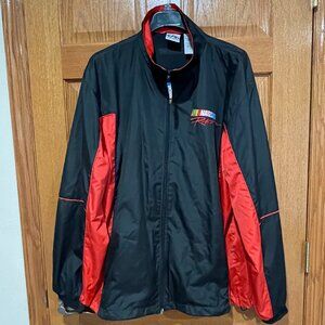 CFS NASCAR Racing Men's XL Black Red Full Zip Lightweight Windbreaker Jacket EUC